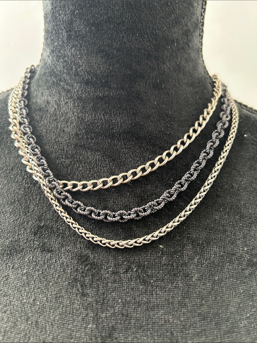 David Yurman Mixed Metal Rope & Link Chain Set in Black and Silver